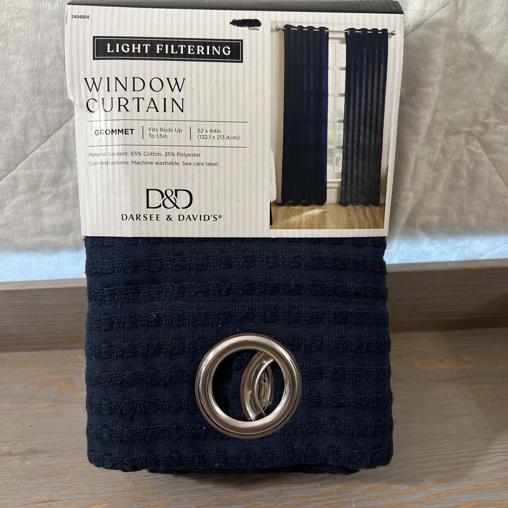 Light filtering One panel window curtain Grommet 52"/84" Blue By Darsee & David